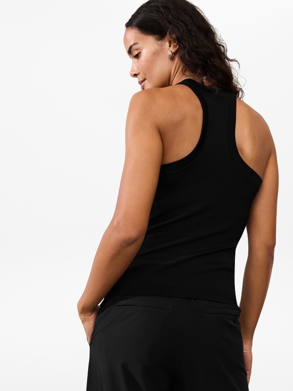 Athleta Black Ribbed Racerback Tank - Picture 2 of 7